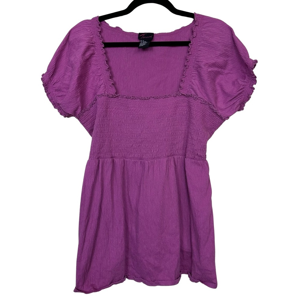 Torrid Pink Smocked Peasant Square Neck Toe Back Boho Empire Waist Blouse Top 2X